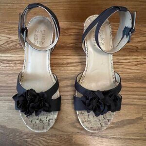 Naturalizer Cork Wedge Sandals Black - Size 6 W